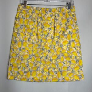Lands End Yellow Lemon Gingham Pocket Skirt Skort Women's Size 6 Golf Vacation‎